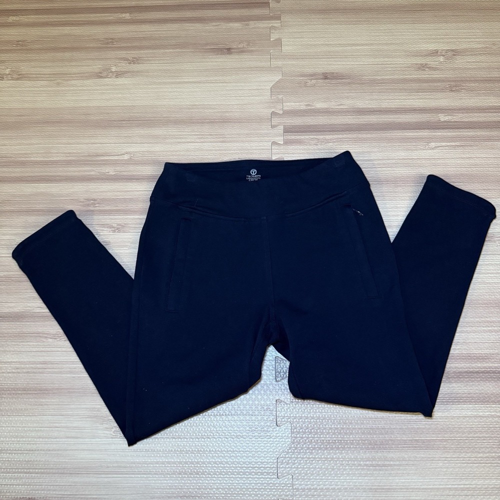 T by Talbots Navy Blue Zippered Pockets Crop Leggings Pants Sz P Petites PP